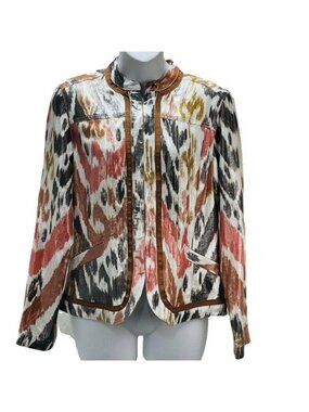 Chico's Ikat Shimmery Linen Jacket Women's Size